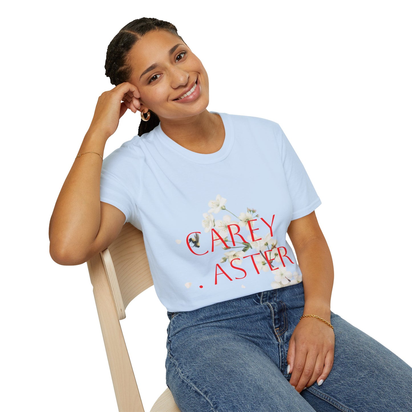 Floral Carey Aster T-Shirt, Spring Fashion Tee, Casual Everyday Wear, Gift for Nature Lovers, Aster Flower Shirt