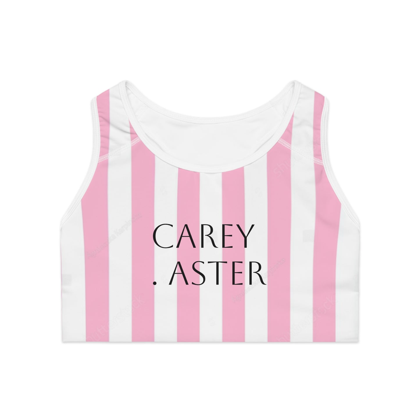 Carey Aster Pink Stripe Sports Bra, Workout Top, Gym Clothes, Fitness Apparel, Daily Activewear, Gifts for Her, Carey's Aster