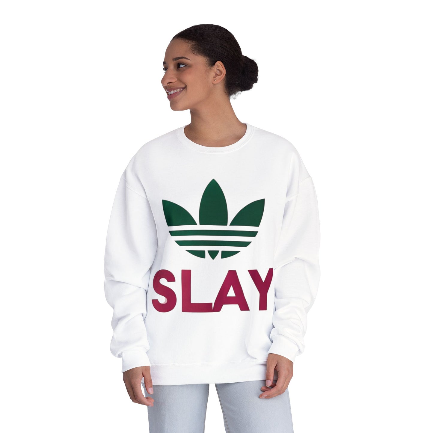 Trendy Unisex Crewneck Sweatshirt - "SLAY" Statement Apparel for Fashion Lovers, Casual Style, Gifts for Her, Comfortable Everyday Wear,