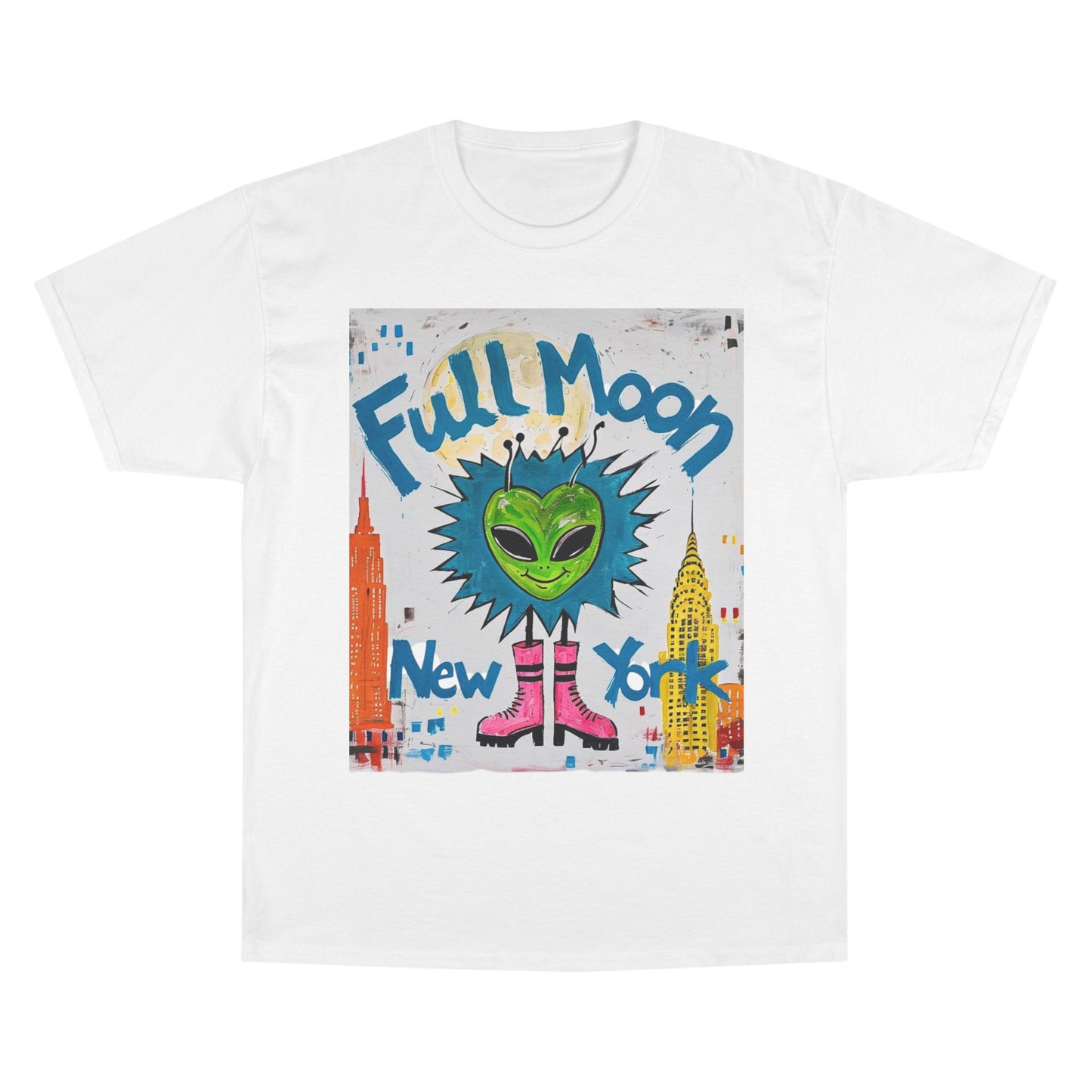 Moonlit New York Champion T-Shirt, Full Moon Tee, White Lotus Inspired Clothing, Unisex Graphic Shirt