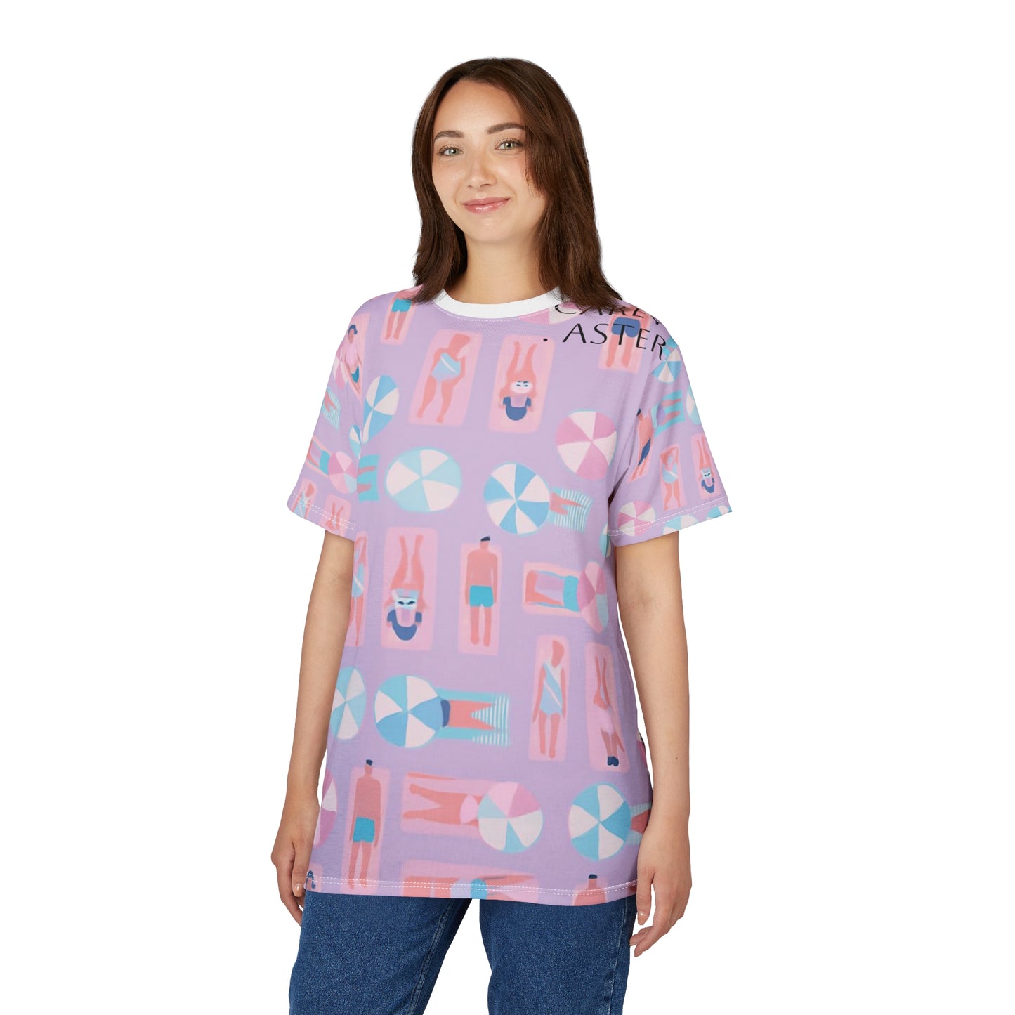 Carey Aster beachUnisex Cut & Sew Tee, Colorful Summer Shirt, Gift for Her, Unisex Casual Wear, Pride Apparel, Festival T-Shirt