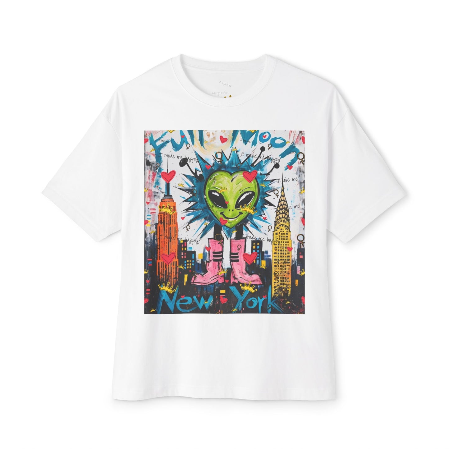 New York City Alien love heart unisex Tee, Fun Graphic T-Shirt, Unisex Oversized Boxy Shirt, Casual Streetwear, Perfect Gift for NYC Lovers
