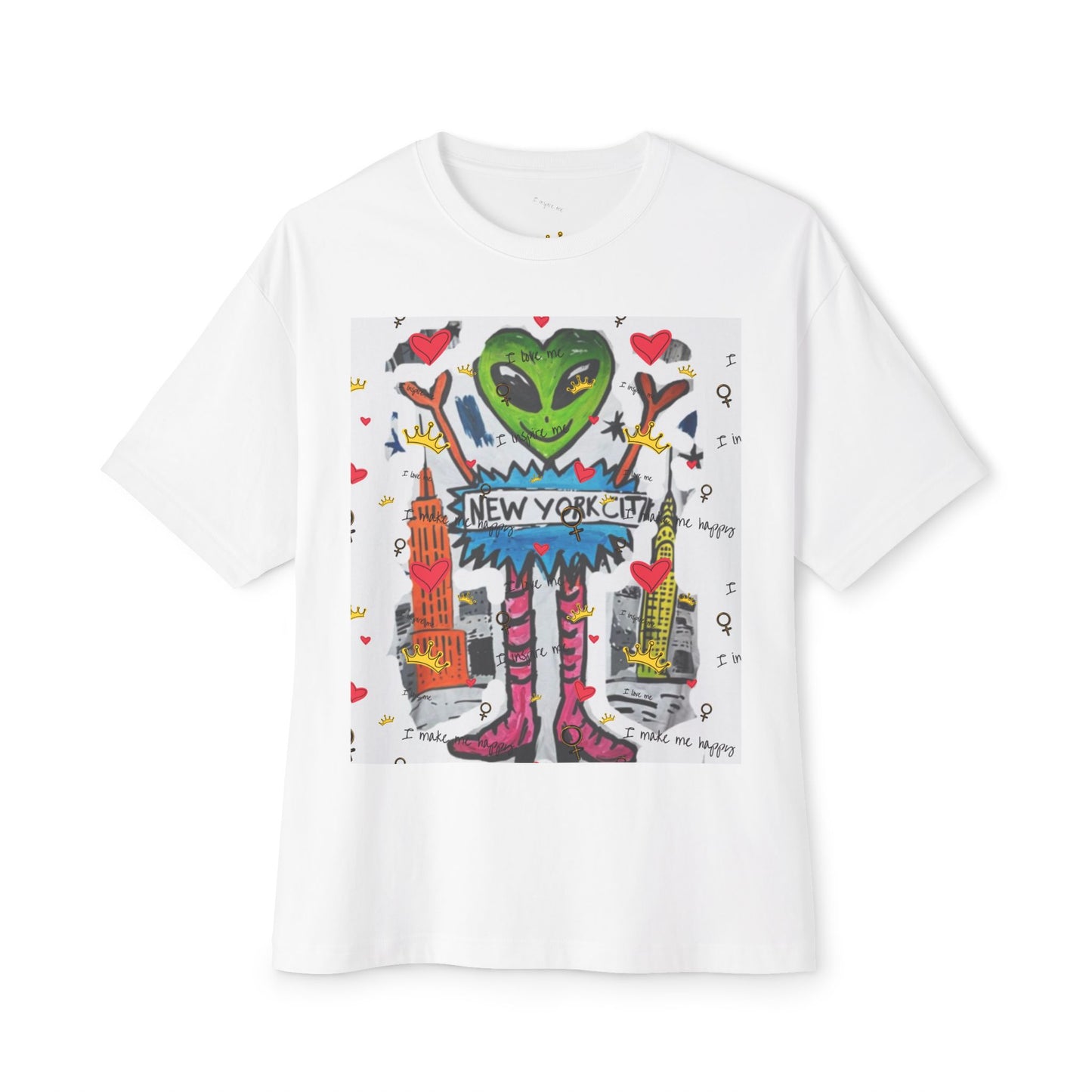 New York City Alien love heart unisex Tee, Fun Graphic T-Shirt, Unisex Oversized Boxy Shirt, Casual Streetwear, Perfect Gift for NYC Lovers