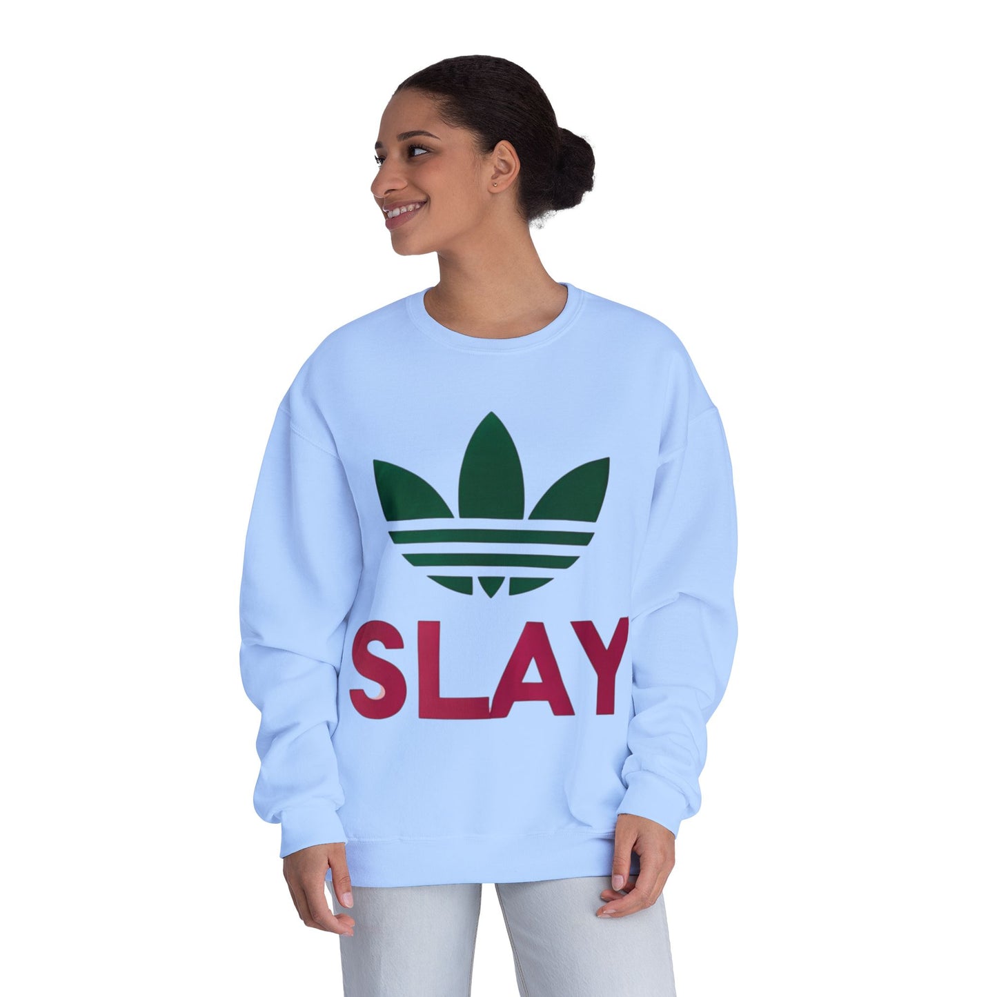 Trendy Unisex Crewneck Sweatshirt - "SLAY" Statement Apparel for Fashion Lovers, Casual Style, Gifts for Her, Comfortable Everyday Wear,