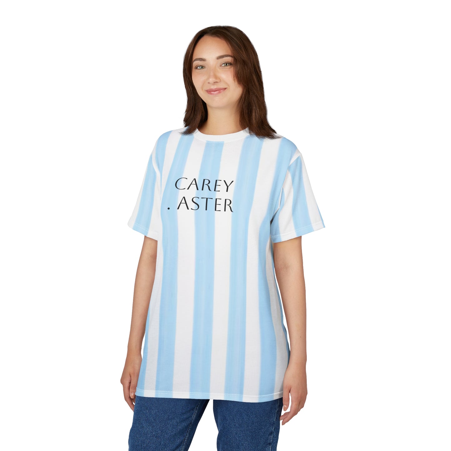 Carey Aster blue and white stripe unisex tee