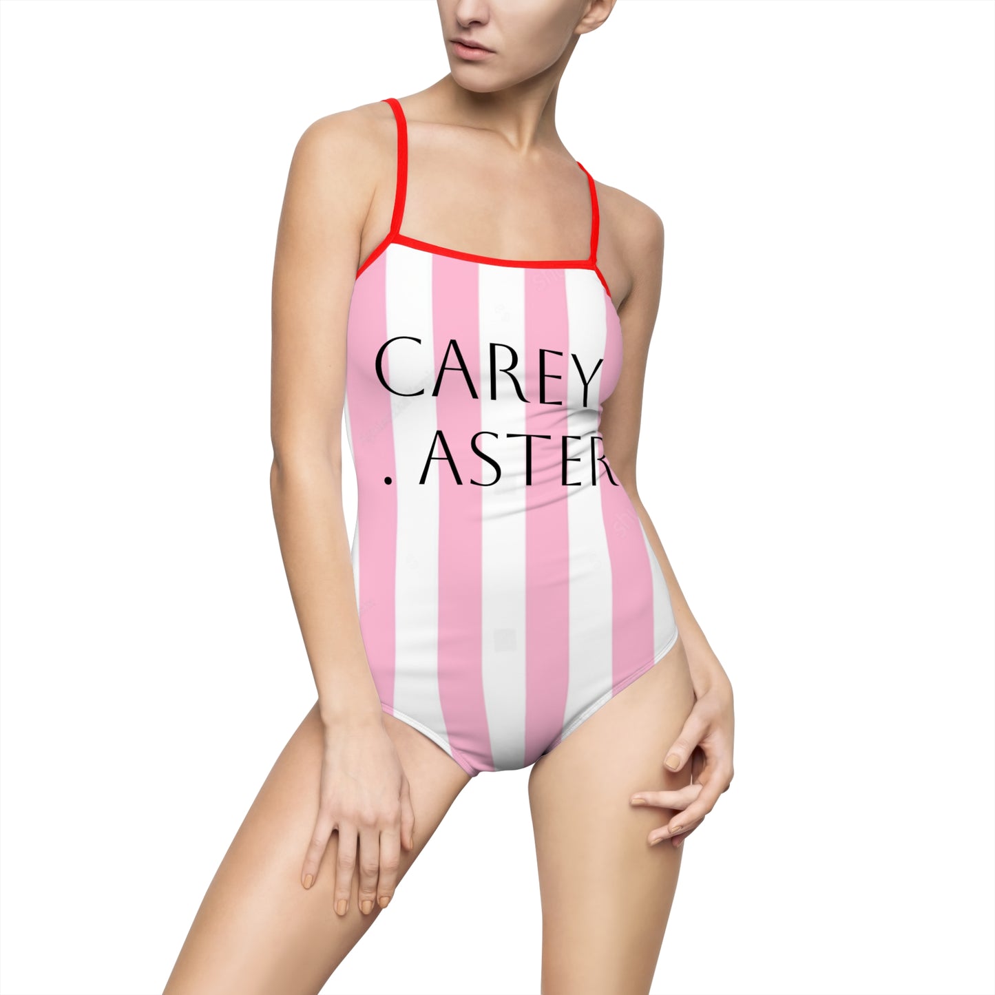 Carey aster pink and white stripes bathers