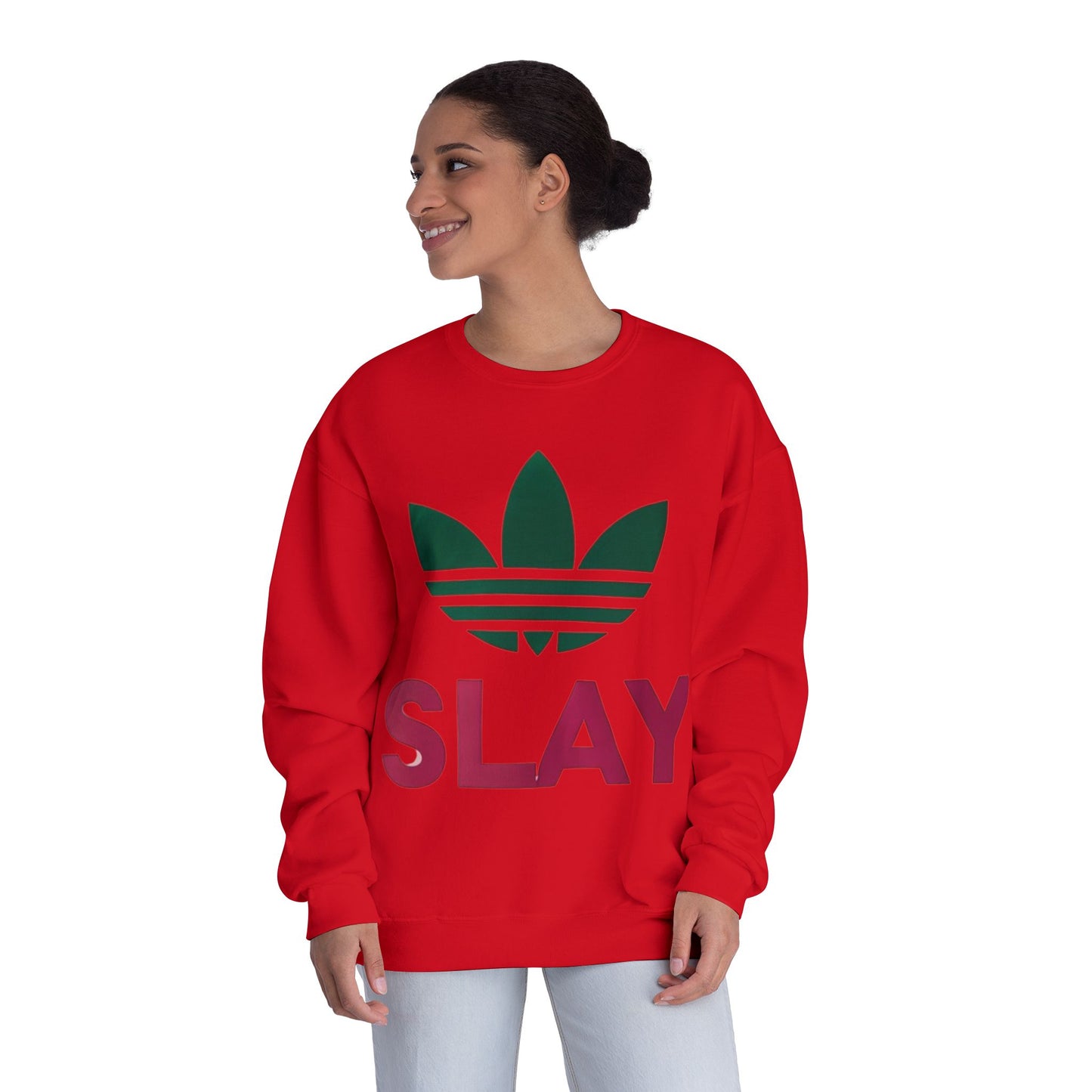 Trendy Unisex Crewneck Sweatshirt - "SLAY" Statement Apparel for Fashion Lovers, Casual Style, Gifts for Her, Comfortable Everyday Wear,