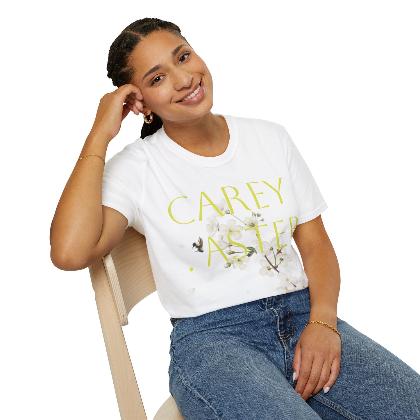 Floral Carey Aster T-Shirt, Spring Fashion Tee, Casual Everyday Wear, Gift for Nature Lovers, Aster Flower Shirt