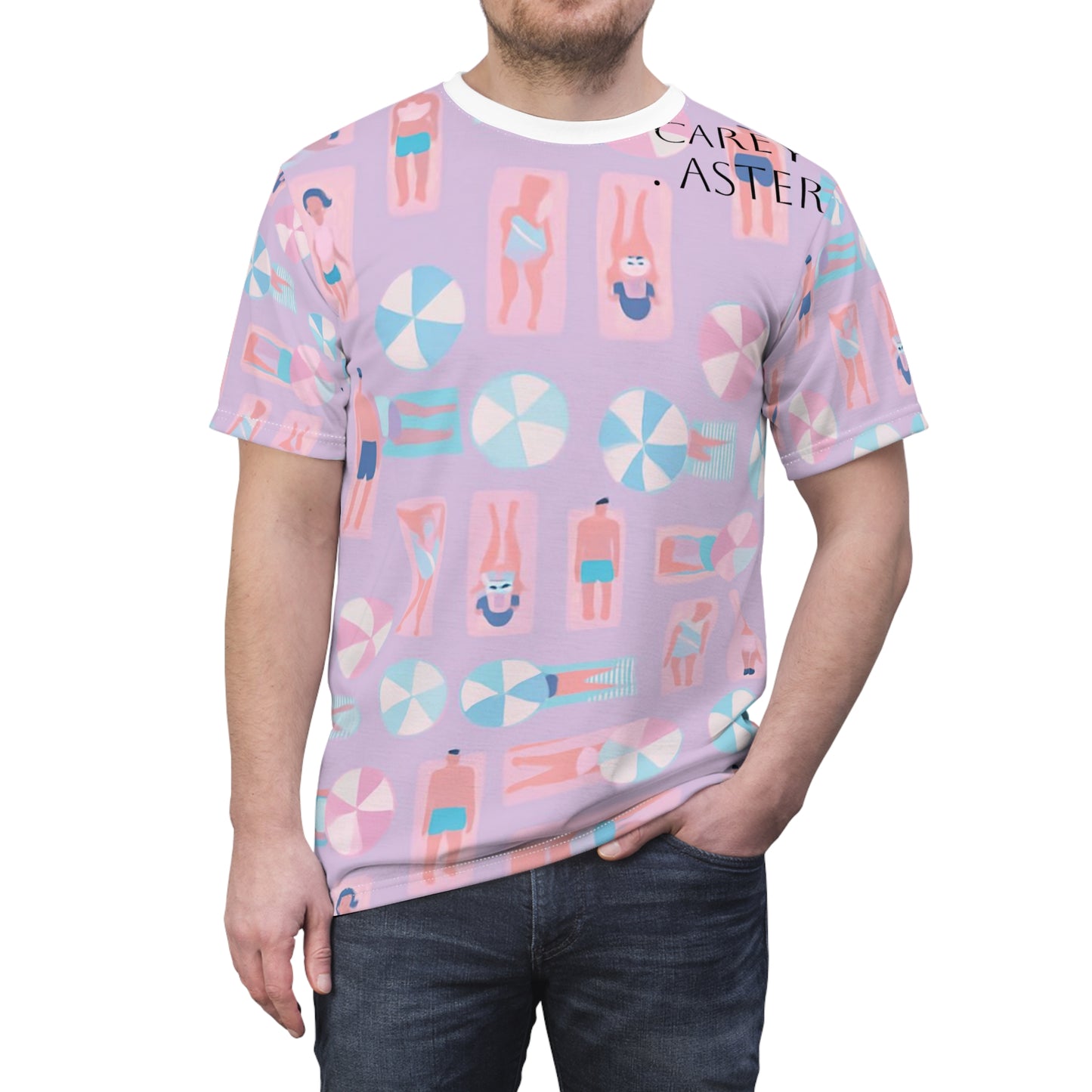 Carey Aster beachUnisex Cut & Sew Tee, Colorful Summer Shirt, Gift for Her, Unisex Casual Wear, Pride Apparel, Festival T-Shirt