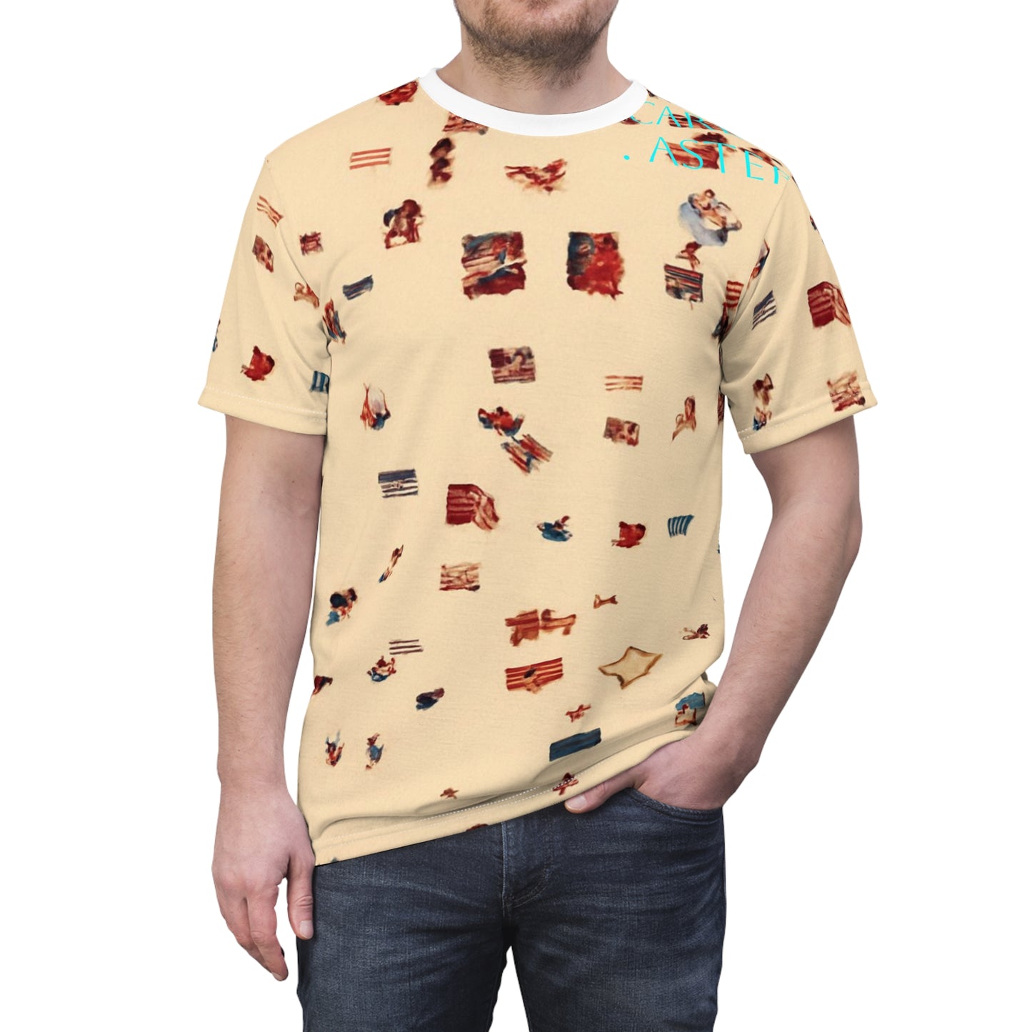 Carey Aster beachy Unisex Cut & Sew Tee, Colorful Summer Shirt, Gift for Her, Unisex Casual Wear, Pride Apparel, Festival T-Shirt