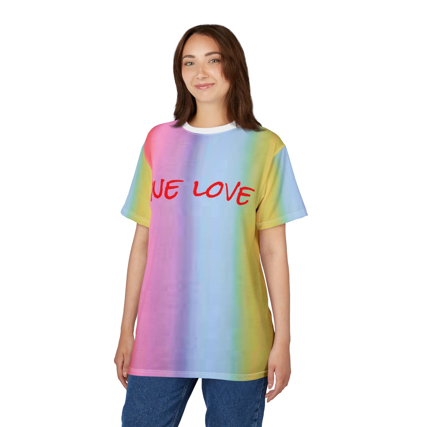 Carey Aster rainbow one love Unisex Cut & Sew Tee