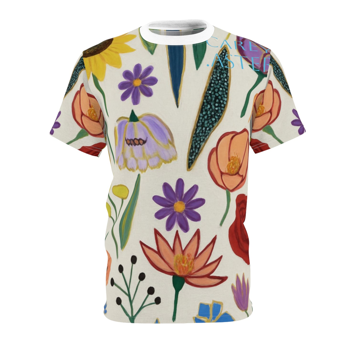 Carey Aster flowers Unisex Cut & Sew Tee, Colorful Summer Shirt, Gift for Her, Unisex Casual Wear, Pride Apparel, Festival T-Shirt