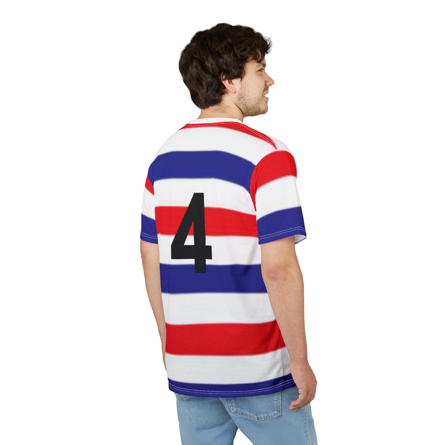 Marcus Bontimpelli the G.O.A.T blue, red and white stripe unisex tee, Western Bulldogs