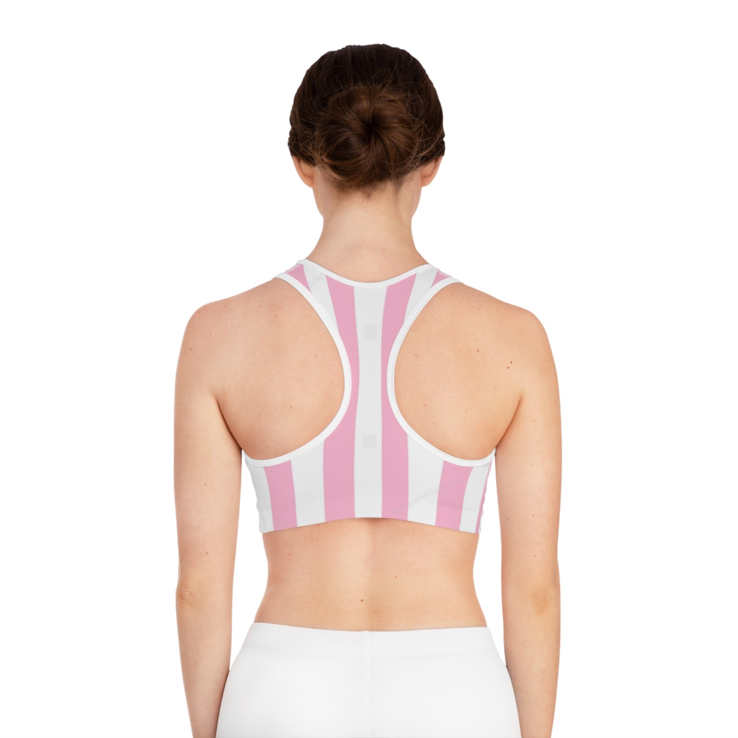 Carey Aster Pink Stripe Sports Bra, Workout Top, Gym Clothes, Fitness Apparel, Daily Activewear, Gifts for Her, Carey's Aster