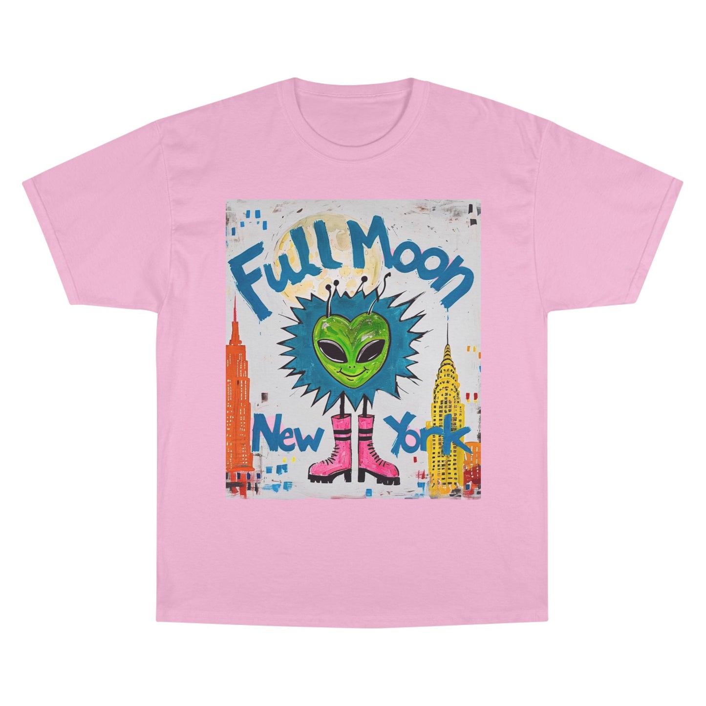 Moonlit New York Champion T-Shirt, Full Moon Tee, White Lotus Inspired Clothing, Unisex Graphic Shirt