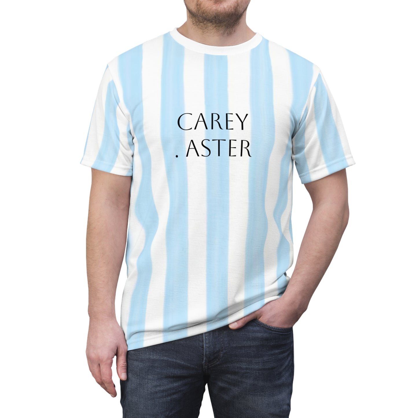 Carey Aster blue and white stripe unisex tee