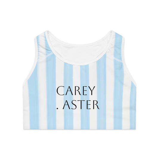 Stripe Pattern Carey Aster Sports Bra, Activewear for Women, Gym Top, Comfortable Fitness Bra, Travel & Yoga Wear, Stylish Workout Gear