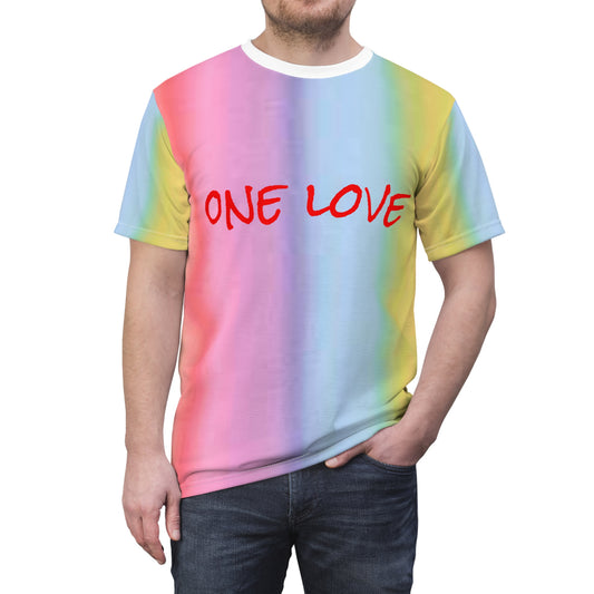 Carey Aster rainbow one love Unisex Cut & Sew Tee