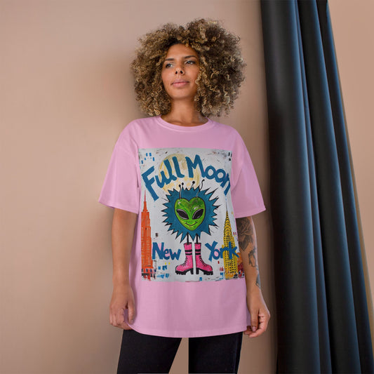 Moonlit New York Champion T-Shirt, Full Moon Tee, White Lotus Inspired Clothing, Unisex Graphic Shirt