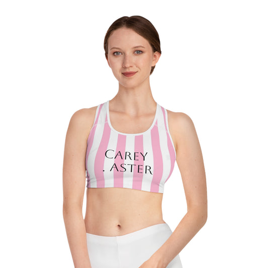 Carey Aster Pink Stripe Sports Bra, Workout Top, Gym Clothes, Fitness Apparel, Daily Activewear, Gifts for Her, Carey's Aster