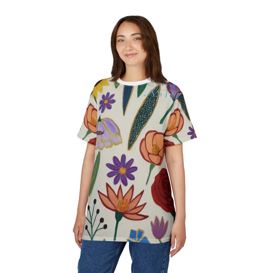 Carey Aster  flowers Unisex Cut & Sew Tee, Colorful Summer Shirt, Gift for Her, Unisex Casual Wear, Pride Apparel, Festival T-Shirt